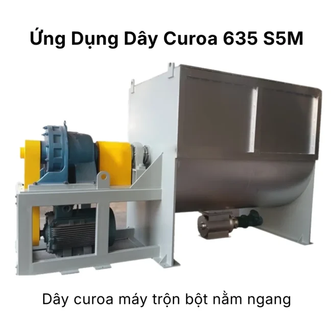 Ứng dụng dây curoa 635 S5M máy trộn bột nằm ngang